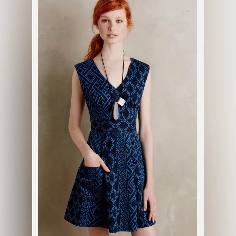 Plenty by Tracy Reese Indigo Fit and Flare Dress Size 10 - Picture 1 of 9